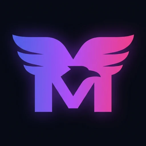 Muninn logo: a purple M with raven wings